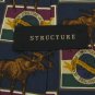 #1A New STRUCTURE MOOSE SQUARE NAVY BROWN GREEN  SILK MEN Tie NECKTIE