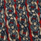 #1A TOM JAMES RED GRAY TAN CHAIN DESIGN SILK MEN NECK TIE
