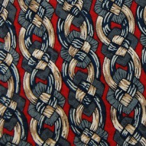 #1A TOM JAMES RED GRAY TAN CHAIN DESIGN SILK MEN NECK TIE