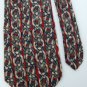 #1A TOM JAMES RED GRAY TAN CHAIN DESIGN SILK MEN NECK TIE