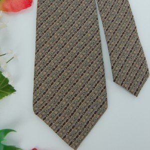 #1A Vintage  PARSOW'S STRIPE NARROW BROWN TAN GREY Men Neck Tie