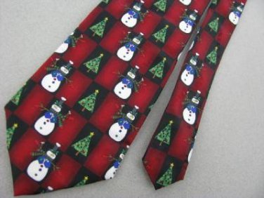 New Hallmark Christmas Checkered Snowman Scarf  Candy Cane Tree Neck Tie Lot#A