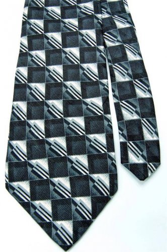 JONES NEW YORK BLACK GRAY SILVER SHIRT/SUIT NECK TIE Men Designer Tie EUC