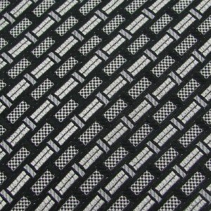 #1A New Henry Grethel USA Woven Rectangle Stripe Black Silver  Tie NECKTIE