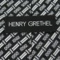 #1A New Henry Grethel USA Woven Rectangle Stripe Black Silver  Tie NECKTIE