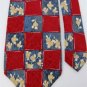 GINO POMPEII CHECKERED RED BLUE YELLOW Mens SILK NECK TIE Men Designer Tie EUC