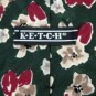 #1A KETCH COTTON FLORAL GREEN MAGENTA BEIGE  SILK MEN NECK TIE NECKTIE