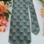 New BILL BLASS OLIVE GREEN DIAMOND PATTERN MEN NECK TIE Men Designer Tie EUC