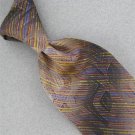 VINTAGE WEMBLEY BROWN GLOSS STRIPE TEXTURE 60s 70s Mens Neck Tie #V-3 EVC