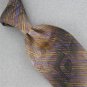 VINTAGE WEMBLEY BROWN GLOSS STRIPE TEXTURE 60s 70s Mens Neck Tie #V-3 EVC
