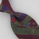 Vtg Nautica 20% Wool/Rayon Abstract 70s Wool Olive Green Blue Neck Tie #WV-126