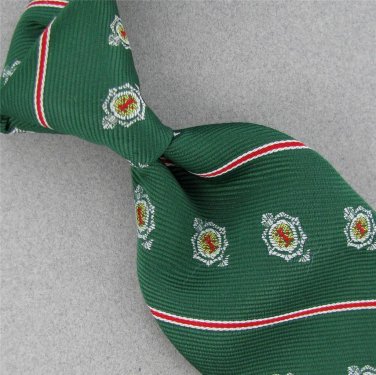 Vtg Monsieur Cravatieur Shield Stripe Fat Texture Green 60s 70s Neck Tie #V-4