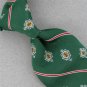Vtg Monsieur Cravatieur Shield Stripe Fat Texture Green 60s 70s Neck Tie #V-4