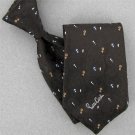 Vtg Pierre Cardin Monogram Skinny Micro Paisley Floral Texture 70s Neck Tie V-4