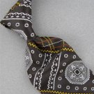 VTG HUGHES & HATCHER OLEG CASSINI BROWN GEOMETRIC FAT LOGO 60s Neck Tie #V-2