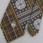 VTG HUGHES & HATCHER OLEG CASSINI BROWN GEOMETRIC FAT LOGO 60s Neck Tie #V-2