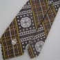 VTG HUGHES & HATCHER OLEG CASSINI BROWN GEOMETRIC FAT LOGO 60s Neck Tie #V-2