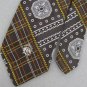 VTG HUGHES & HATCHER OLEG CASSINI BROWN GEOMETRIC FAT LOGO 60s Neck Tie #V-2