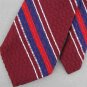 VINTAGE MITZI CRAVAT BLUE MAROON RED STRIPE THICK TEXTURE 60s Neck Tie #V-2