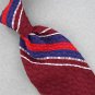 VINTAGE MITZI CRAVAT BLUE MAROON RED STRIPE THICK TEXTURE 60s Neck Tie #V-2