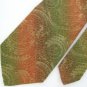 Vtg Rare Damon Art Nouveau Vivid Orange Olive Texture 60s 70s Mens Neck Tie #VE
