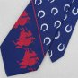 Vtg Rare Damon Roman Soldiers Horse Shoes Blue Wide Texture 70s Neck Tie #V-4