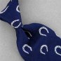 Vtg Rare Damon Roman Soldiers Horse Shoes Blue Wide Texture 70s Neck Tie #V-4
