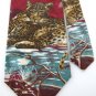 #1A LOST KINGDOM CHEETAH MAROON GOLDEN TEAL TIE NECKTIE Mens