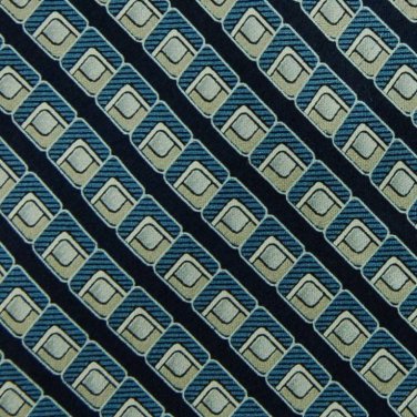 ANDHURST STRIPE NAVY BLUE BEIGE SILK NECK TIE Men Designer Tie EUC