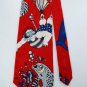 DIMITRIUS FISHES RED BLUE GREY SILK MEN NECK TIE Men Designer Tie EUC