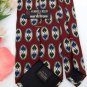 FERRELL REED DarkRed GRAY KHAKI OVALS Men Neck Tie Men Designer Tie EUC