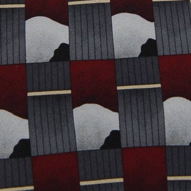 DANCING BEAR GRAY BEIGE DarkRed ART DECO Men Neck Tie Men Designer Tie EUC