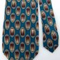 FERRELL REED GREEN KHAKI OVAL PATTERN SILK TIE NECK Men Designer Tie EUC