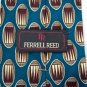 FERRELL REED GREEN KHAKI OVAL PATTERN SILK TIE NECK Men Designer Tie EUC