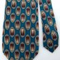 FERRELL REED GREEN KHAKI OVAL PATTERN SILK TIE NECK Men Designer Tie EUC
