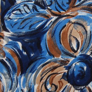 FASHION POINT SWIRLS BLUE BROWN WHITE SILK NECK TIE Men Designer Tie EUC