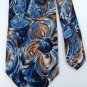 FASHION POINT SWIRLS BLUE BROWN WHITE SILK NECK TIE Men Designer Tie EUC