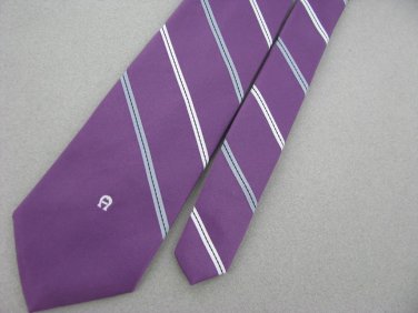 Vtg Rare Etienne Aigner Orchid White Gary Logo Stripe Mens Neck Tie Necktie #VE