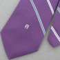Vtg Rare Etienne Aigner Orchid White Gary Logo Stripe Mens Neck Tie Necktie #VE