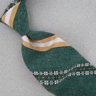 VINTAGE SANTAVELLI & WEMBLEY GREEN BROWN STRIPE FAT TEXTURE 60s Neck Tie #V-3