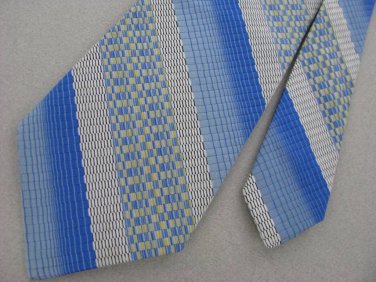 Vintage Sears Stripe Plaid Blue BlackTexture 70s 60s 1970 Mens Neck Tie  #EV