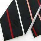 Vtg Oscar de la Renta Monogram Stripe Red Blk Texture 60s 70s Mens Neck Tie #VE