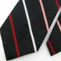 Vtg Oscar de la Renta Monogram Stripe Red Blk Texture 60s 70s Mens Neck Tie #VE