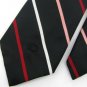 Vtg Oscar de la Renta Monogram Stripe Red Blk Texture 60s 70s Mens Neck Tie #VE