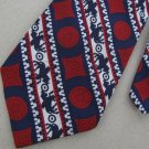 Vtg Rare Horse Riding Stripe Navy Red Wht Texture 60s Wide Fat Mens Neck Tie #VE