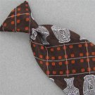 Vtg Anonymous Brown Pottery Vase Clipon Clip-On 1960 60s 70s Mens Neck Tie #V-4