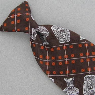 Vtg Anonymous Brown Pottery Vase Clipon Clip-On 1960 60s 70s Mens Neck Tie #V-4