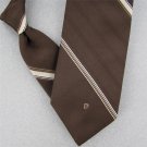 VTG PIERRE CARDIN BROWN STRIPE TEXTURE LOGO SKINNY 60s 70s Men Neck Tie #V-1 EVC