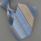 Vtg Rare Etienne Aigner Logo Narrow Stripe Sky Blue Tan 70s 60s Men Neck Tie VE1