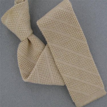 Vtg G Marcus Square Tip Beehive Knit Short 70s Cotton Mens Neck Tie #WV-138 EVC